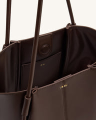 Nala Wide Tote Bag - Deep Brown