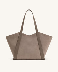 Kiana Large Capacity Faux Suede Tote Bag - Taupe