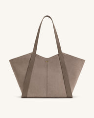 Kiana Large Capacity Faux Suede Tote Bag - Taupe