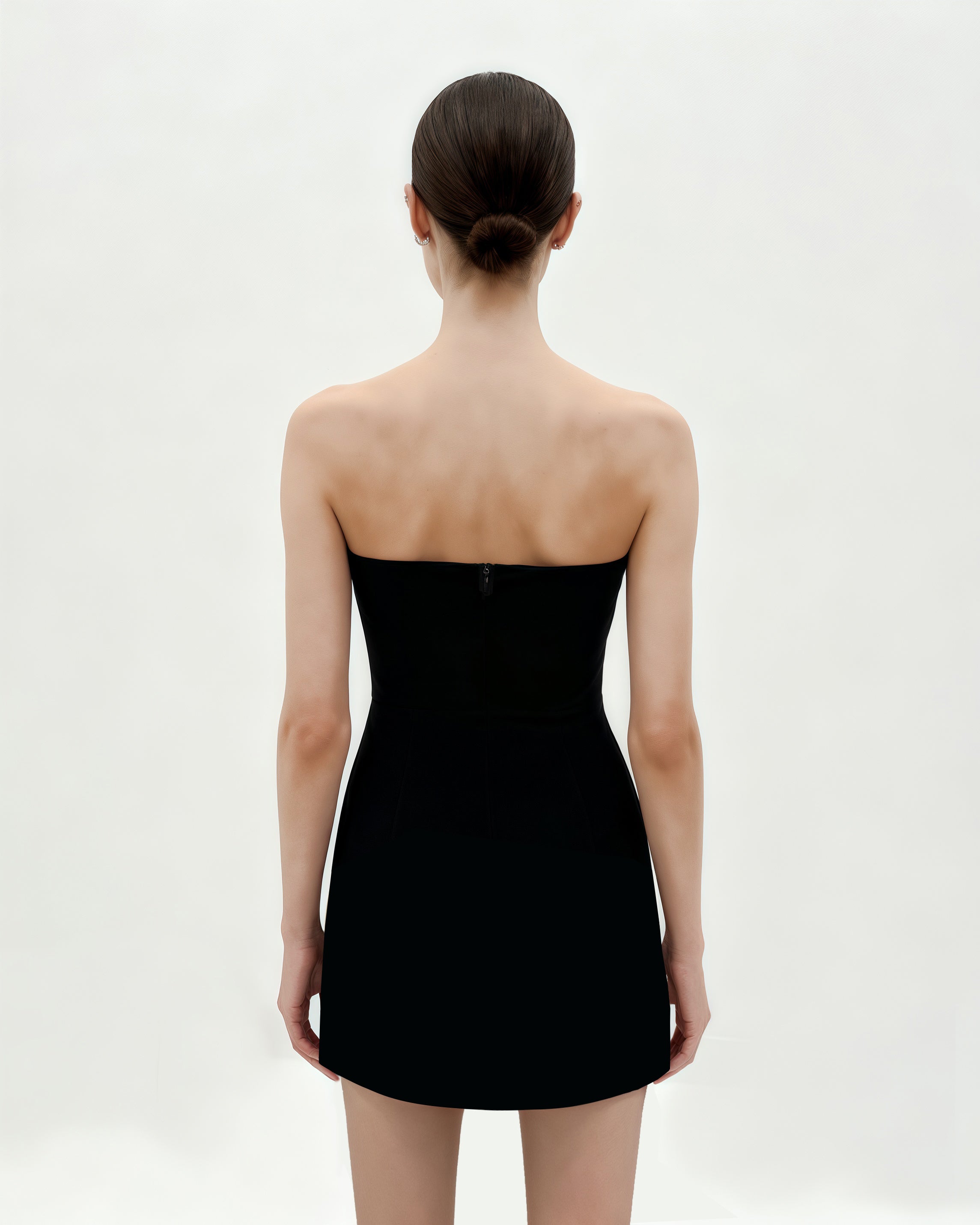Tulip Appliqu¨¦ Strapless Dress - Black