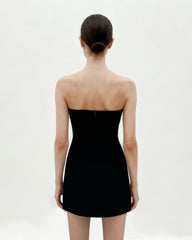 Tulip Appliqu¨¦ Strapless Dress - Black