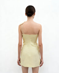 Crochet Floral Appliqu¨¦ Mini Dress - Yellow