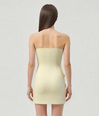 Strapless Floral Appliqu¨¦ Dress - Yellow