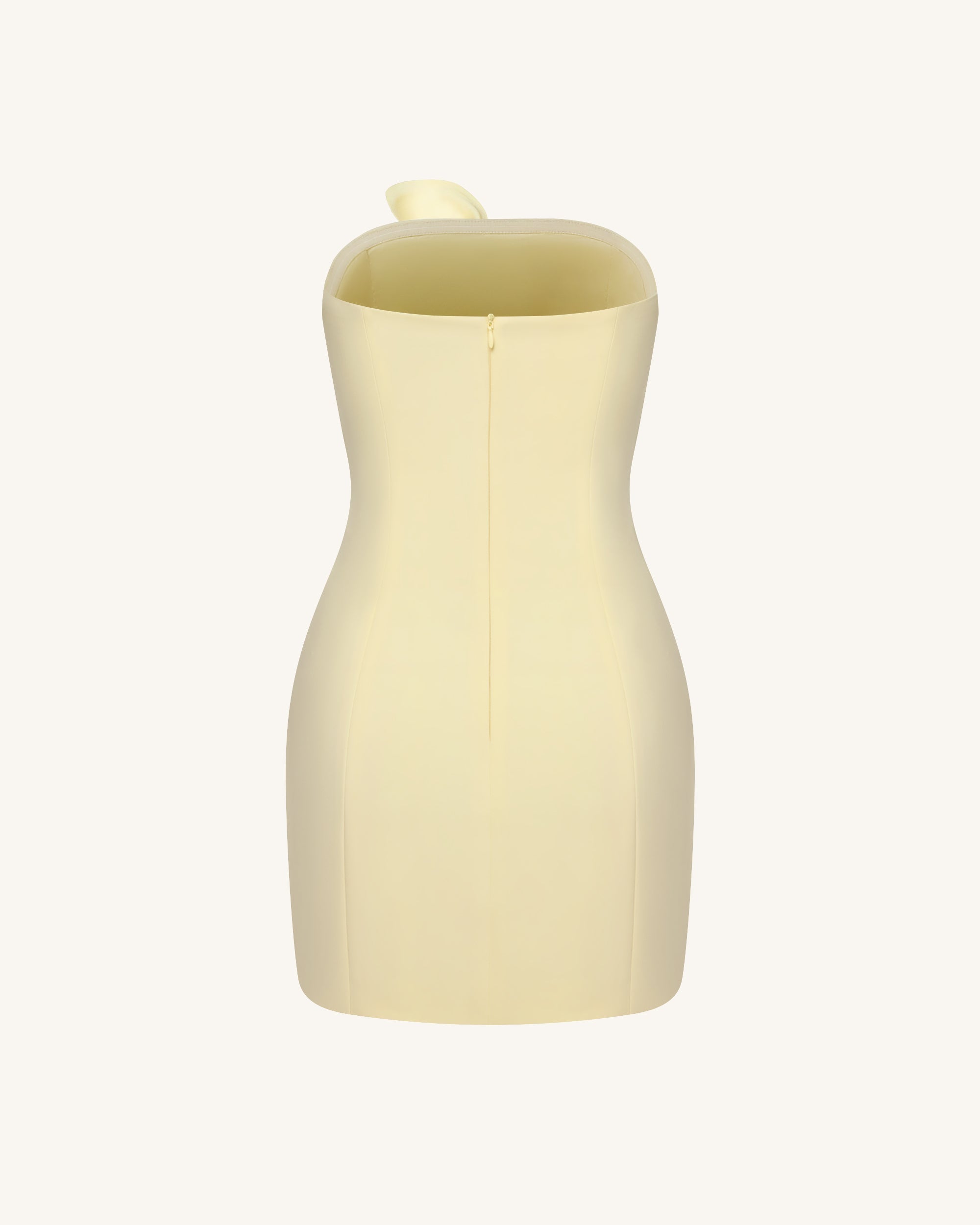 3D Floral Appliqu¨¦ Strapless Mini Dress - Yellow