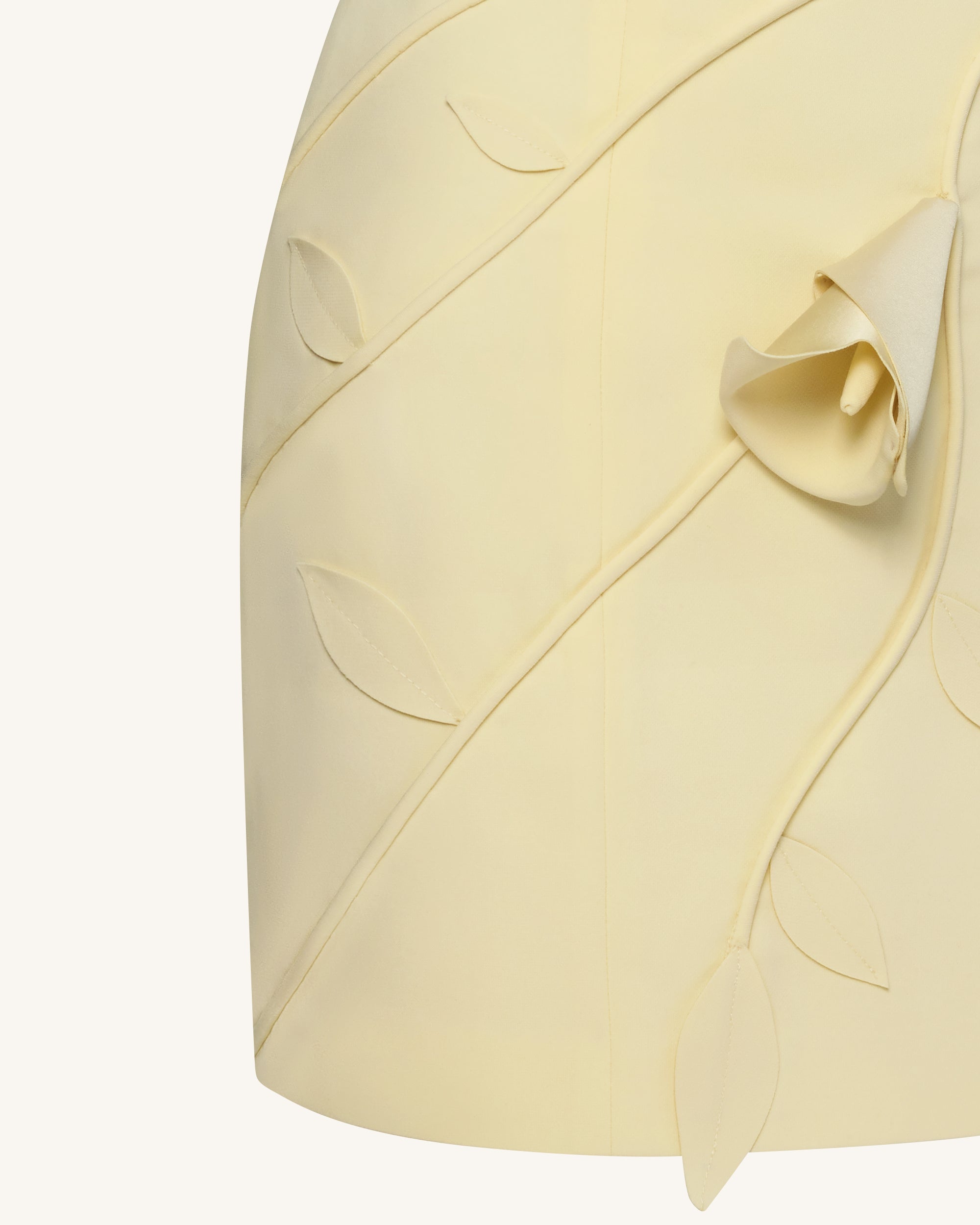 3D Floral Appliqu¨¦ Strapless Mini Dress - Yellow