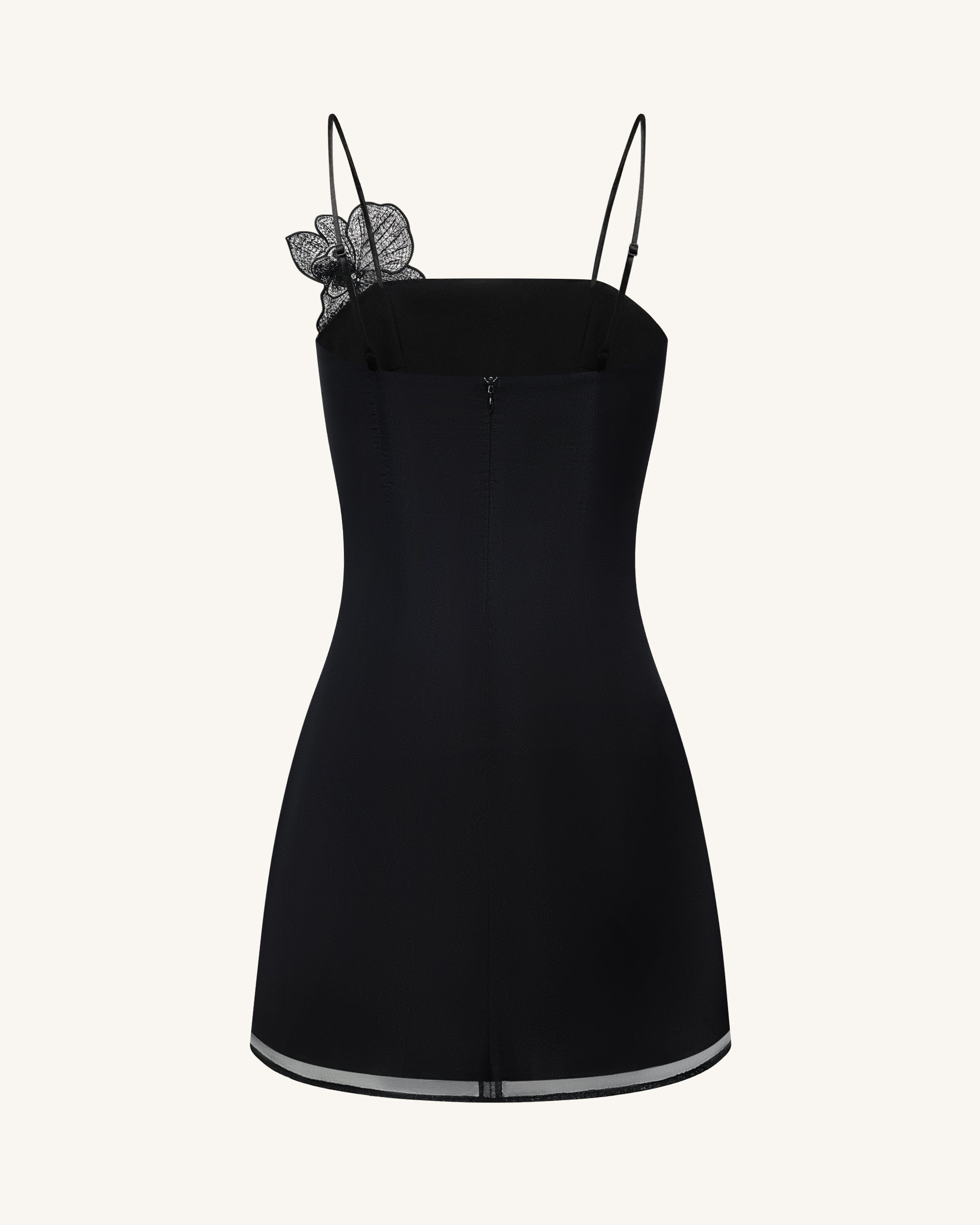 Orchid Appliqu¨¦ Mini Dress - Black/Silver