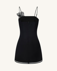 Orchid Appliqu¨¦ Mini Dress - Black/Silver