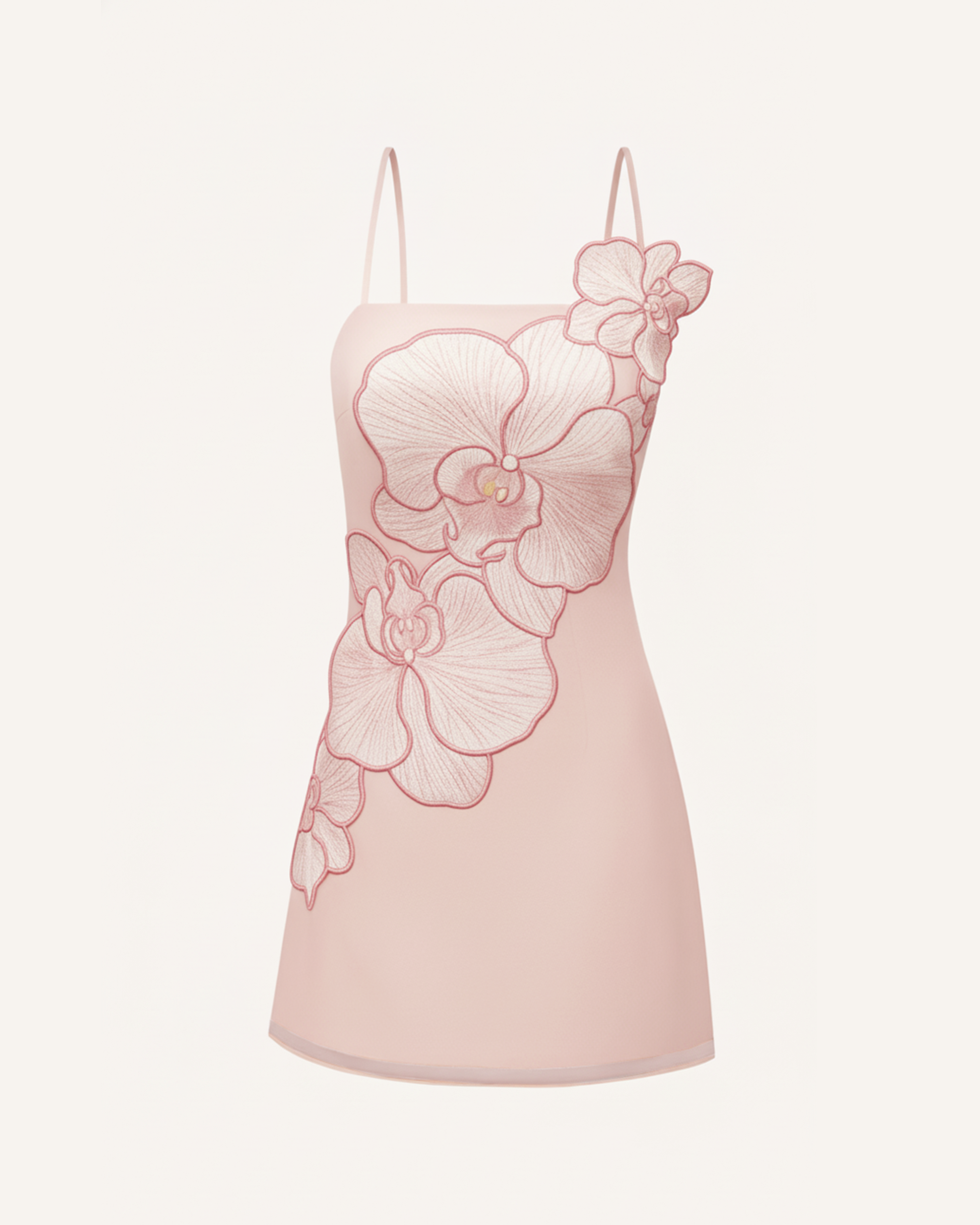 Orchid Appliqu¨¦ Mini Dress - Blush Pink