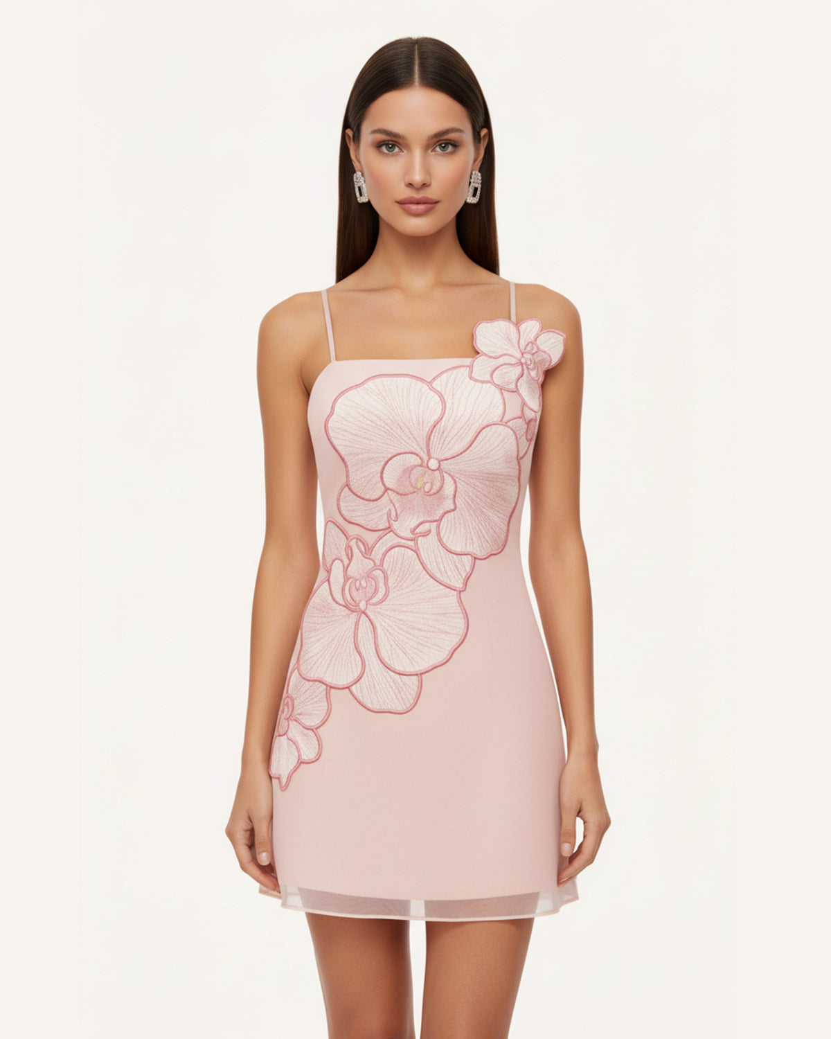 Orchid Appliqu¨¦ Mini Dress - Blush Pink