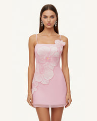 Orchid Appliqu¨¦ Mini Dress - Pink