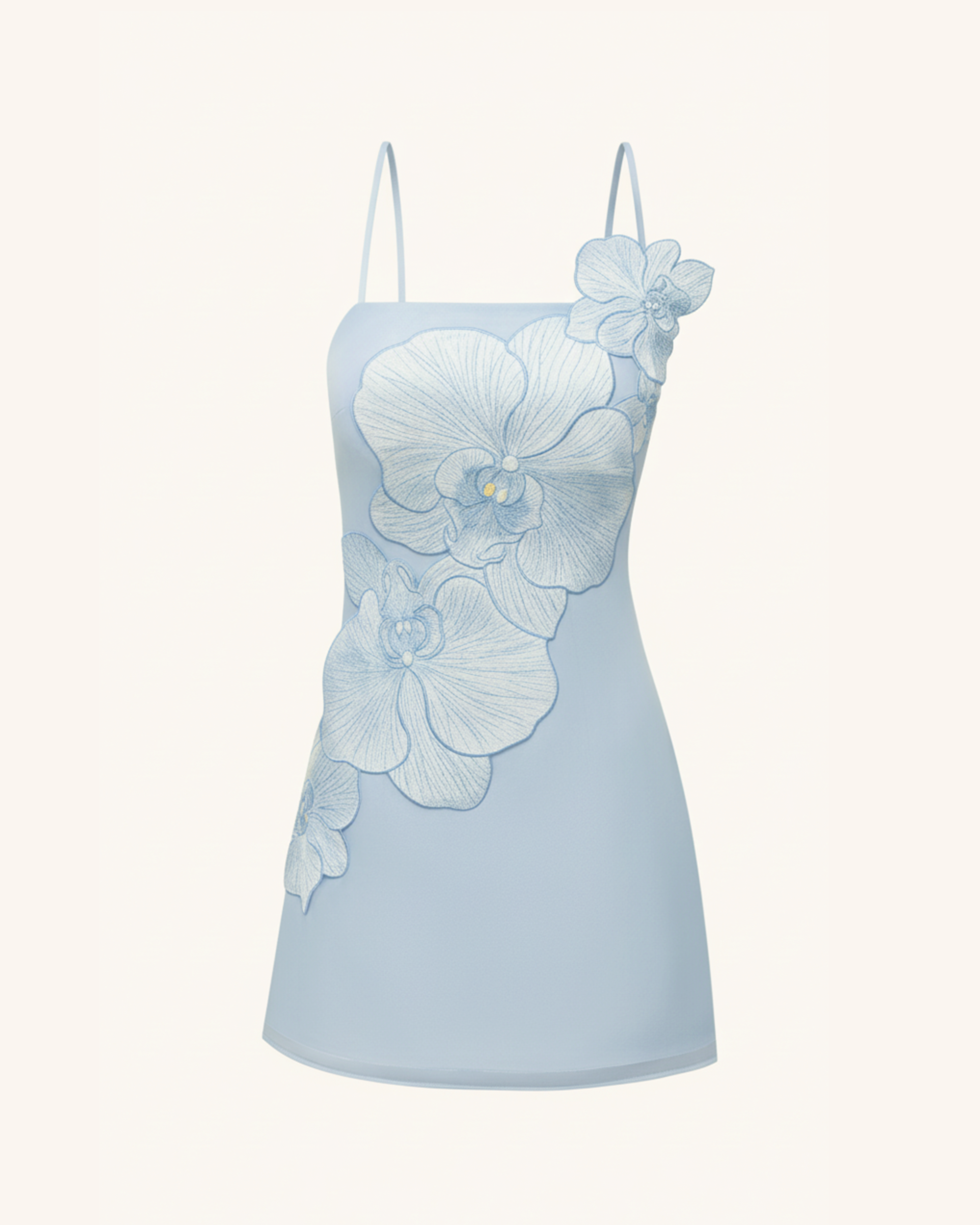 Orchid Appliqu¨¦ Mini Dress - Blue
