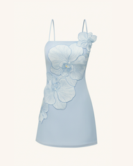 Orchid Appliqu¨¦ Mini Dress - Blue