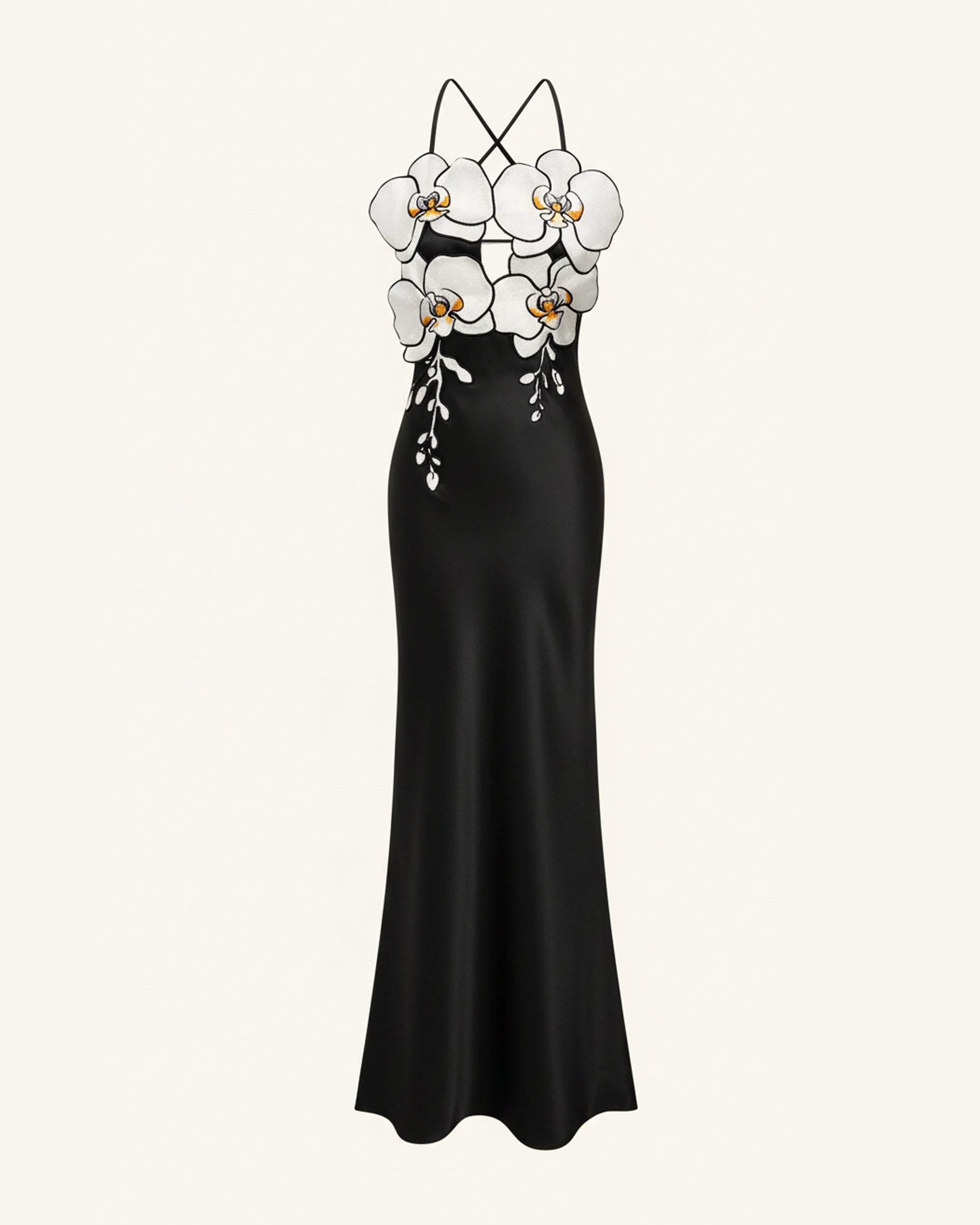 Orchid Embroidered Dress ¨C Black/White