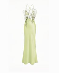 Orchid Embroidered Dress - Light Green/Ivory