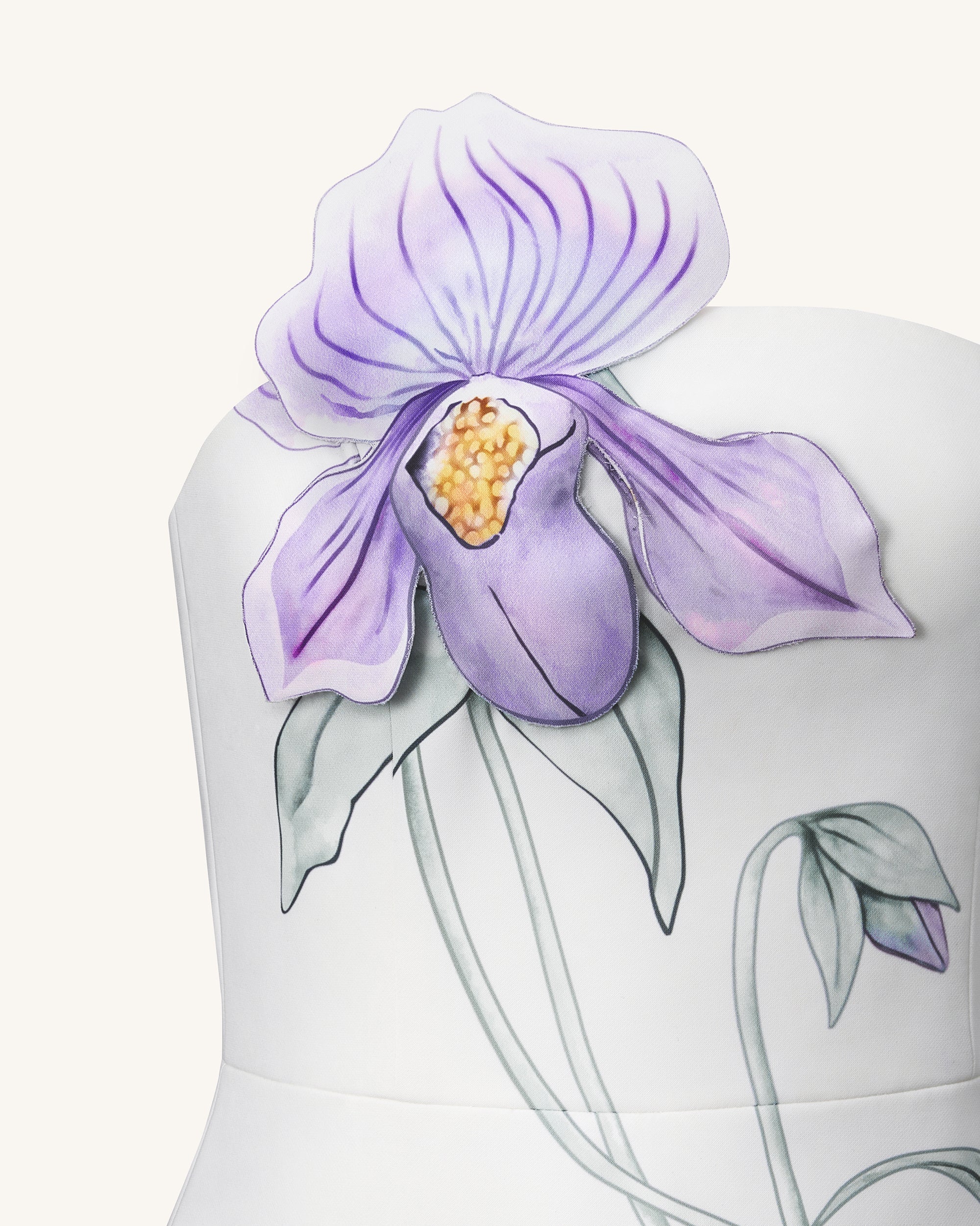 Slipper Orchid Appliqu¨¦ Mini Dress - White