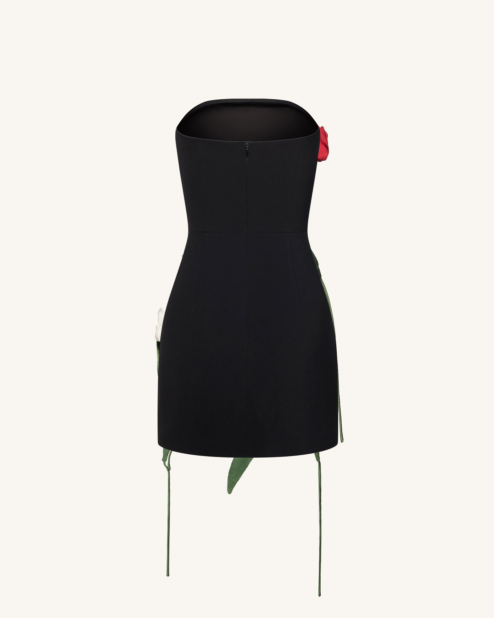 Tulip Appliqu¨¦ Strapless Dress - Black