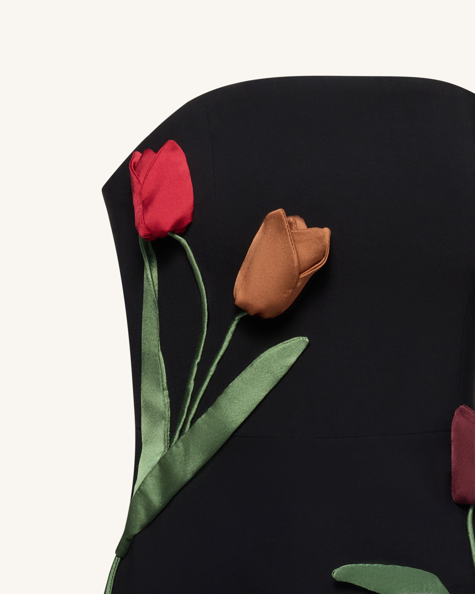 Tulip Appliqu¨¦ Strapless Dress - Black