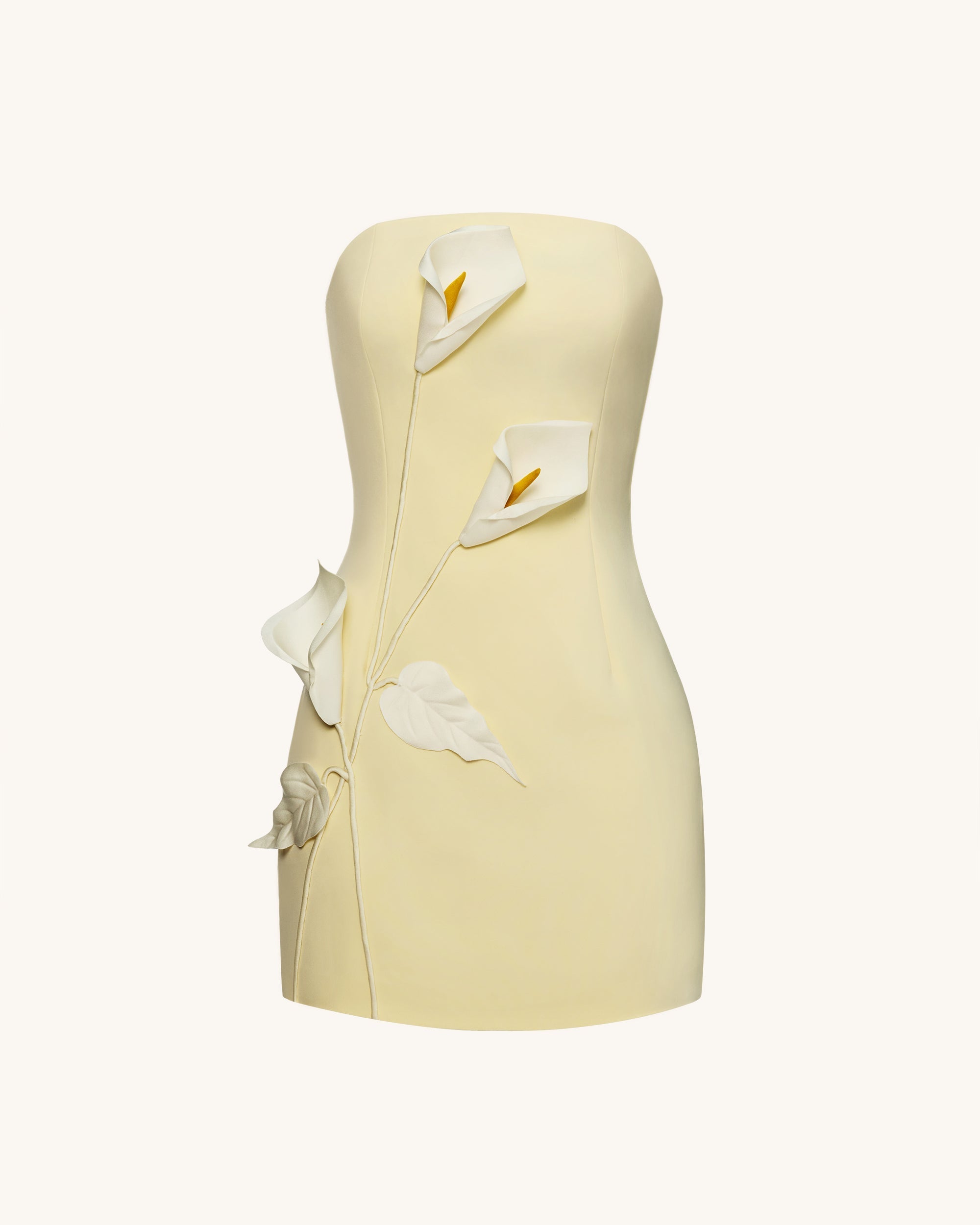 Strapless Floral Appliqu¨¦ Dress - Yellow