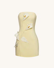 Strapless Floral Appliqu¨¦ Dress - Yellow
