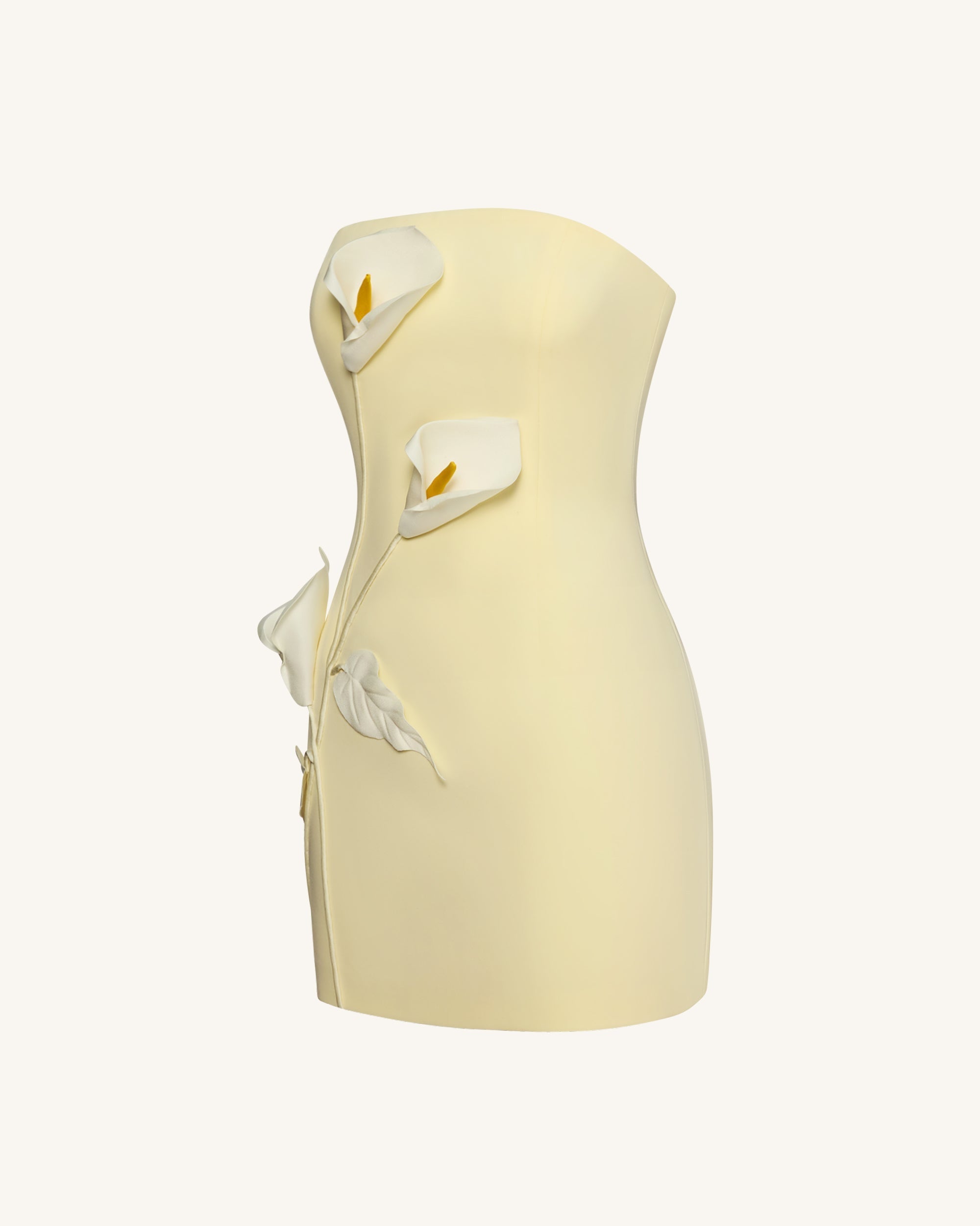 Strapless Floral Appliqu¨¦ Dress - Yellow