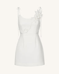 Floral Vine Tie Dress - White
