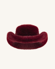 Elora Faux Fur Cowboy Hat - Burgundy