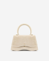 Molly Top Handle Bag - Light Beige Croc