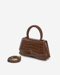 Molly Top Handle Bag - Brown Croc