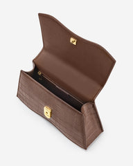 Molly Top Handle Bag - Brown Croc