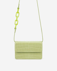 Julia Acrylic Chain Crossbody Bag - Sage Green Croc