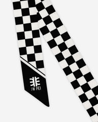 Gradient Checkerboard Faux Silk Twill Scarf - Black