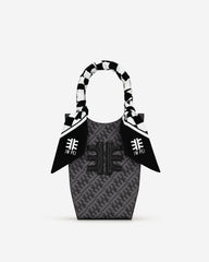 Gradient Checkerboard Faux Silk Twill Scarf - Black