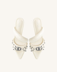 Sara  Studded Mule - White