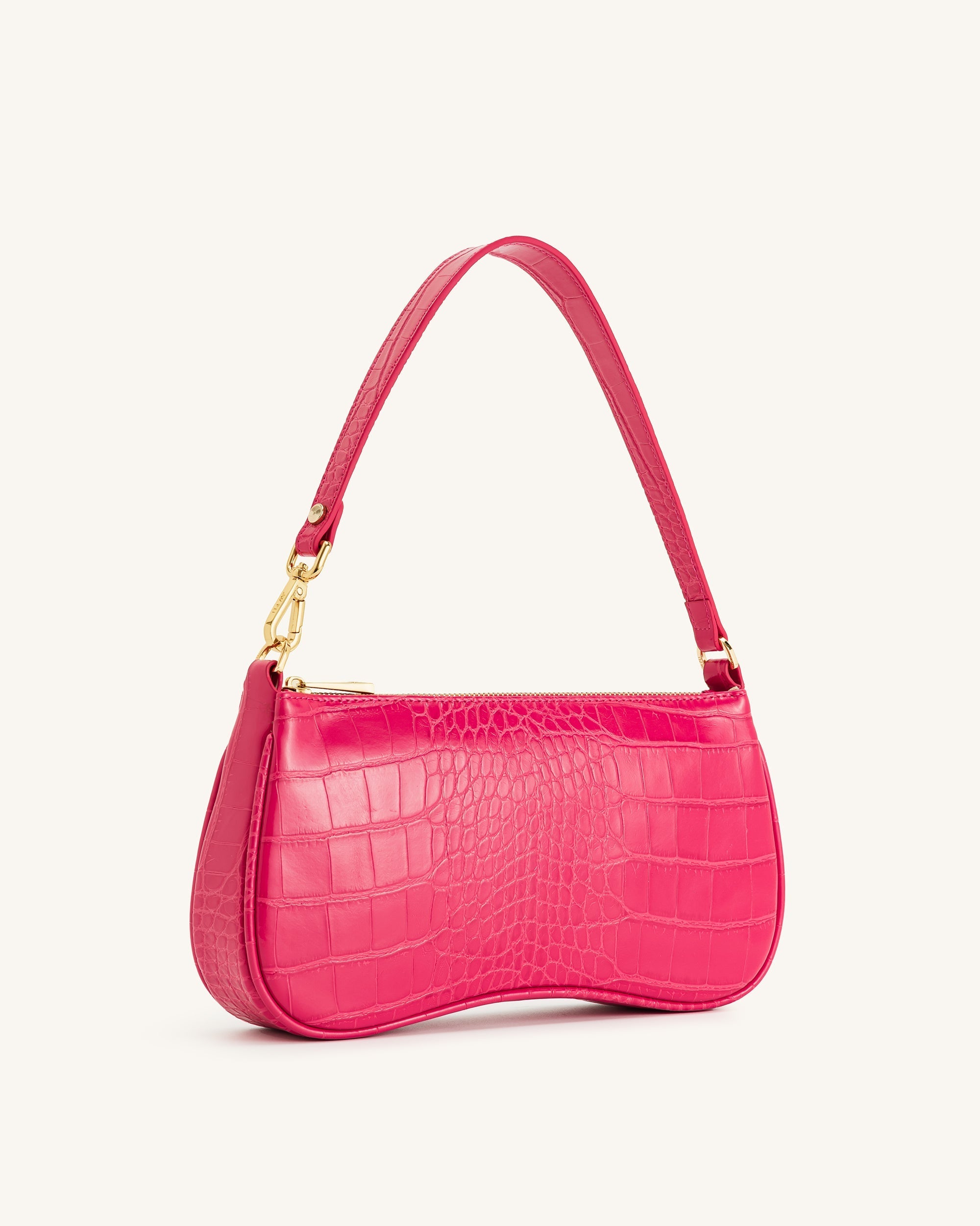 Eva Shoulder Handbag - Magenta Croc