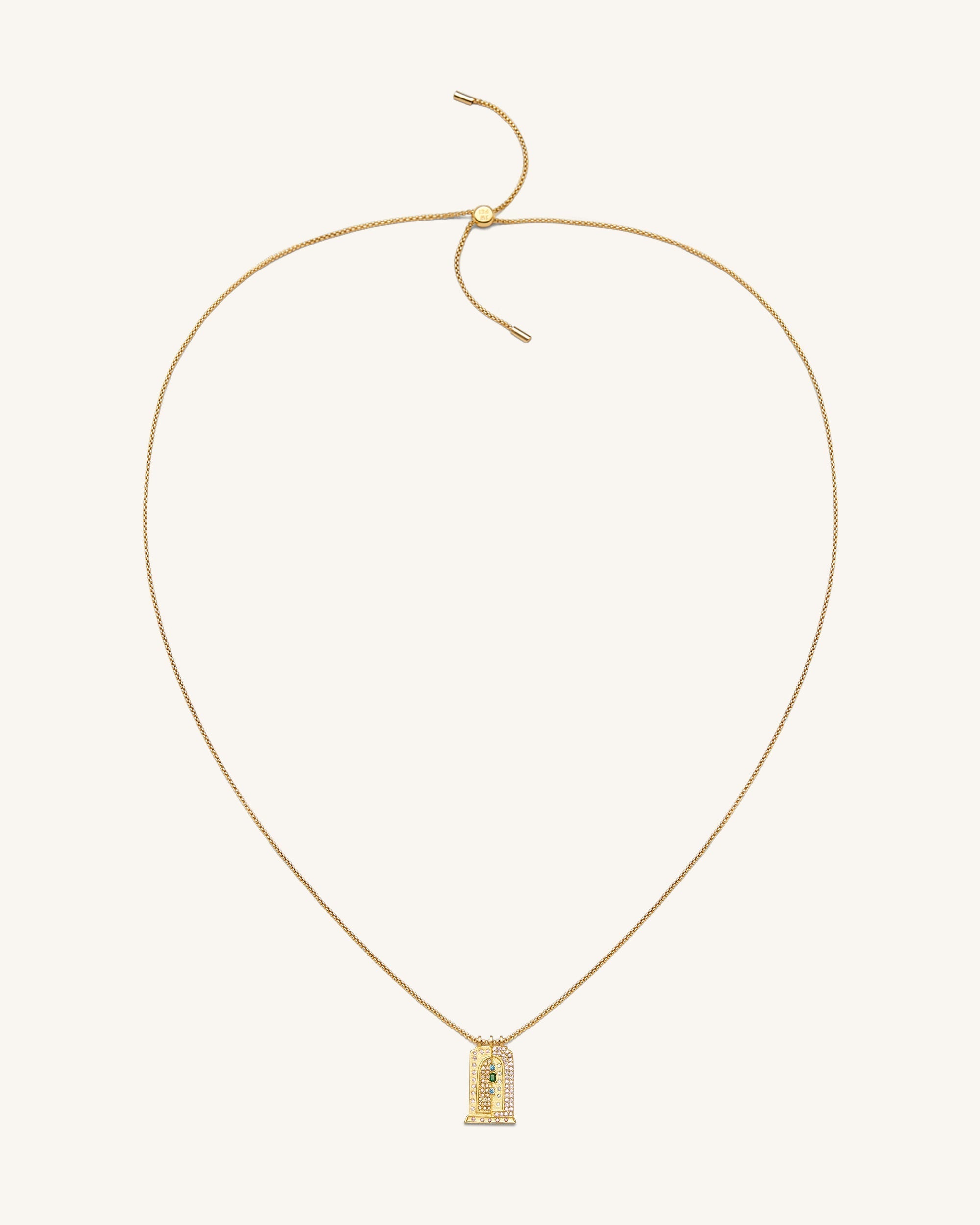 Roman Small Arch Pendant Necklace - 18ct Gold Plated & Multicolor Zircon
