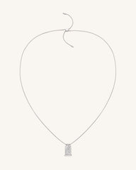 Roman Small Arch Pendant Necklace - 18ct White Gold Plated & White Zircon