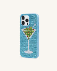 Olive Martini Artificial Crystal Phone Case - Light Blue