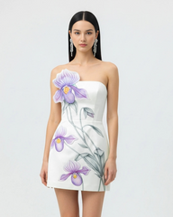 Slipper Orchid Appliqu¨¦ Mini Dress - White