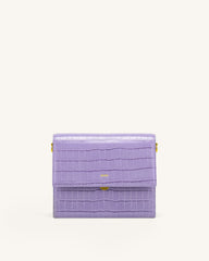Mini Flap Crossbody - Purple Croc