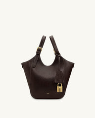 Ines Padlock Tote Bag - Dark Brown
